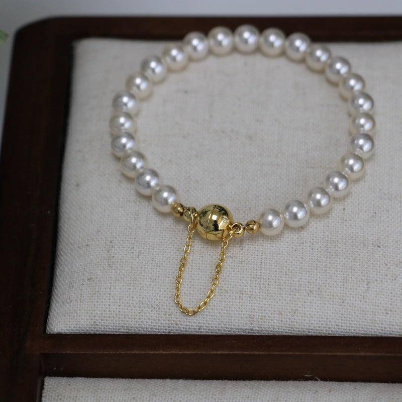 Glass Pearl Bracelet Woman Magnet Clasp