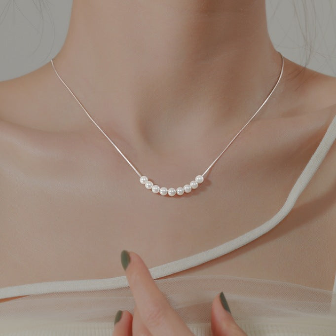 Pearl Pendant Wire Chain Necklace