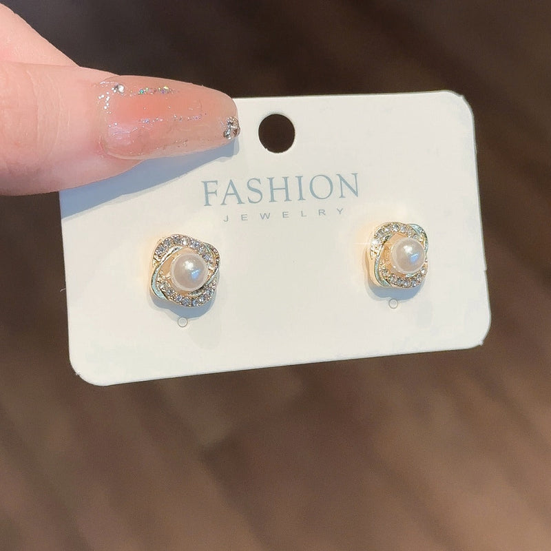 Geometric Square Round Stud Earrings