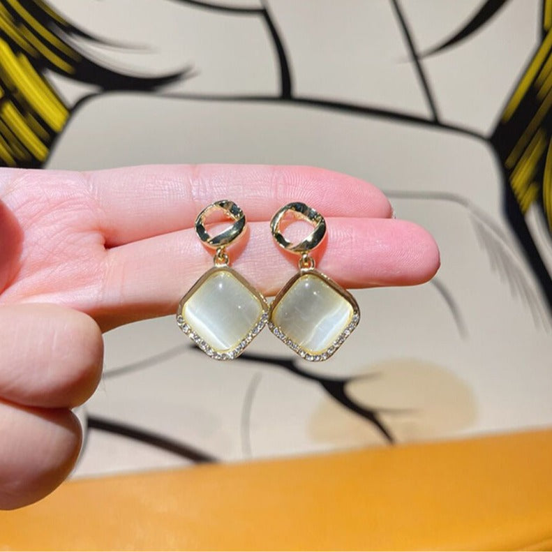 Geometric Opal Stud Earrings