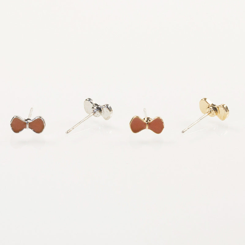 Enamel Bowknot Stud Earrings Jewelry