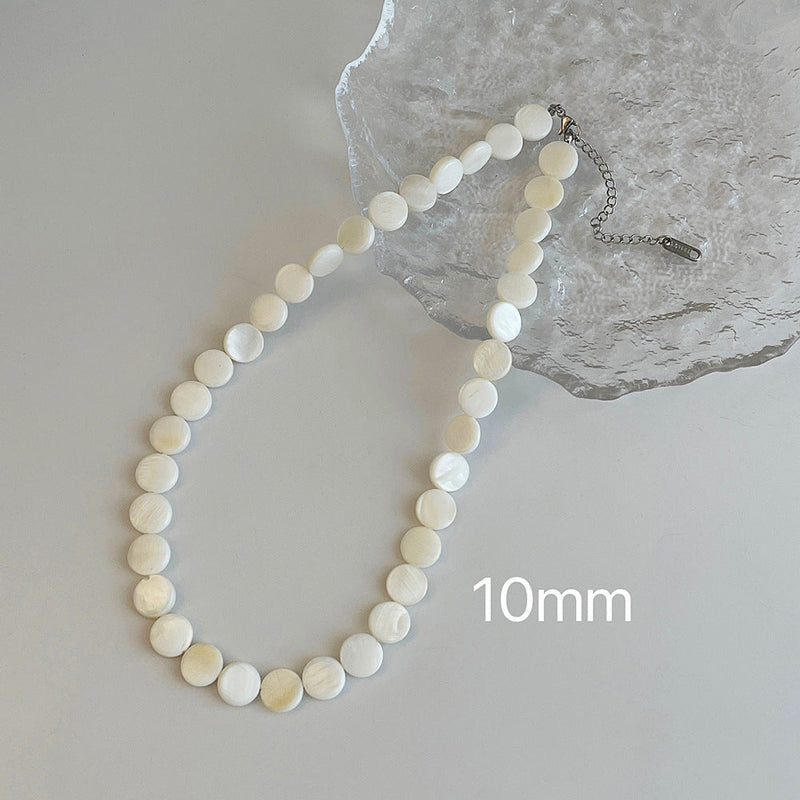 Natural Shell Disc Beading Choker Necklaces