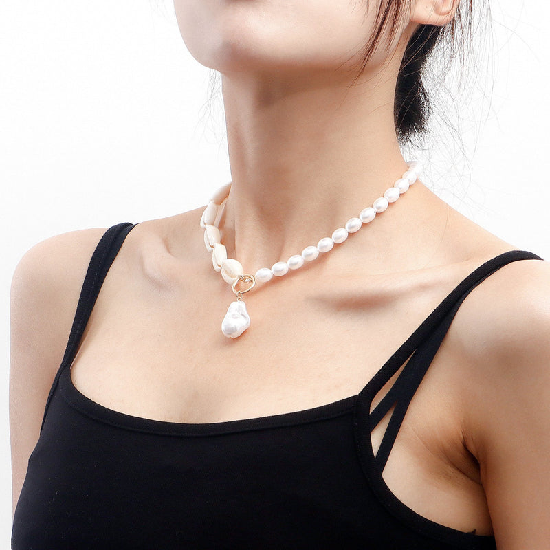 Fashion Pearl Pendant Chain Necklace Charm Faux Jewelry