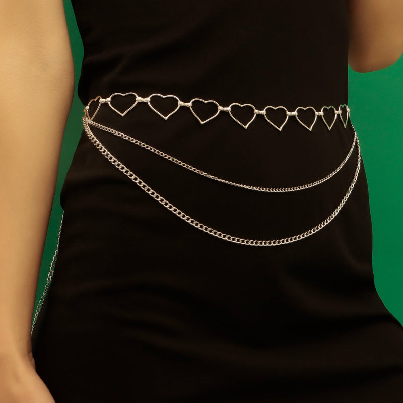 Geometric Dress Pant Belts Body Chain Jewelry Hip Hop Heart Waist Chain