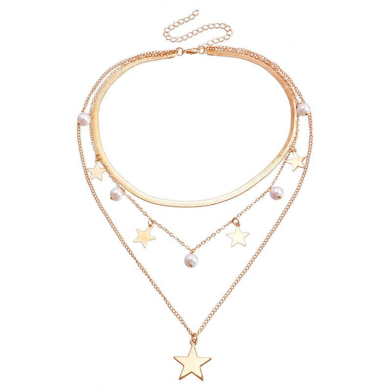 Layer Blade Chain Star Fashion Beaded Necklaces
