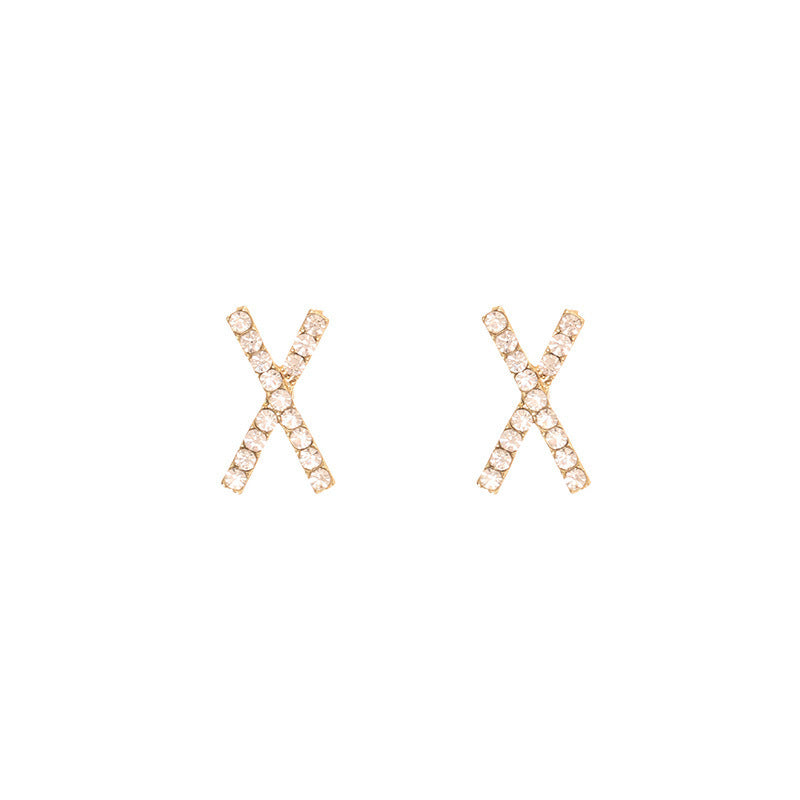 Rhinestone initial X Earring