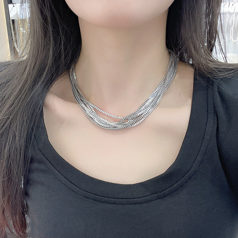 Exaggerated Punk Multi Layered Chain Layered Necklace