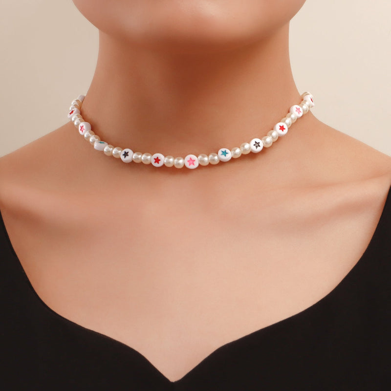 Bohemian Holiday Pearl Necklace Sweet Simple Pearl Star