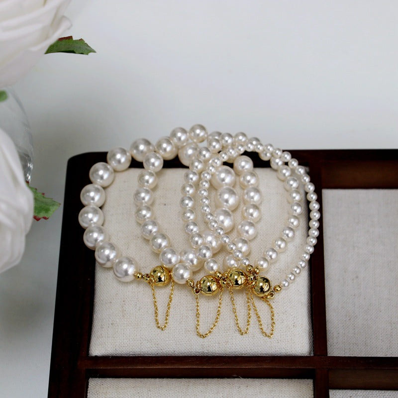 Glass Pearl Bracelet Woman Magnet Clasp