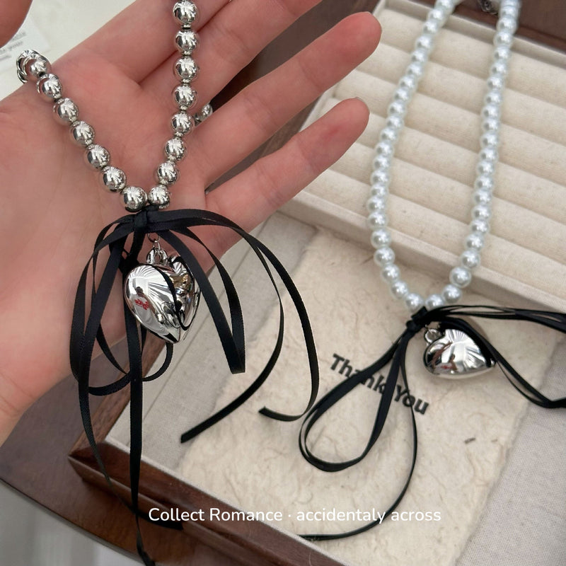 Heart Bowknot Pearl Necklaces