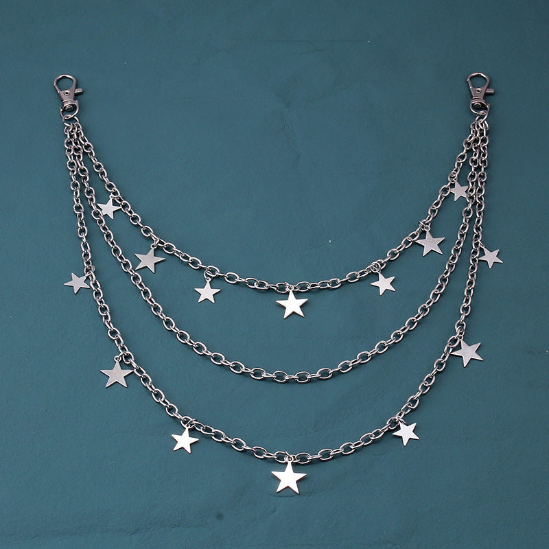 Women Sexy Cute Star Multi Layer Pentagram Pendant Chain Waist Chain