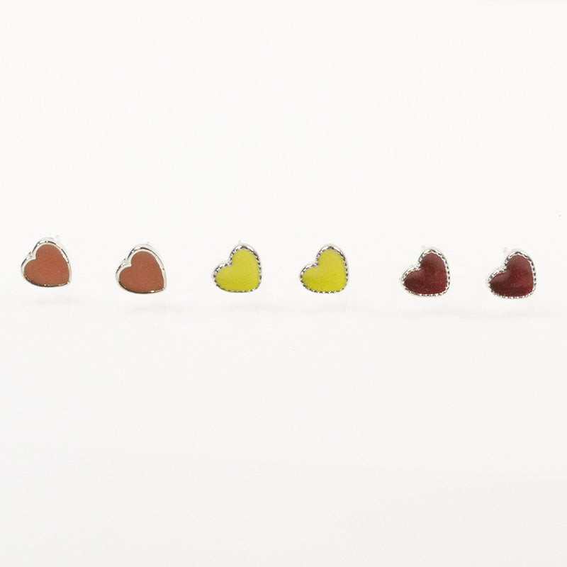 Red Heart Stud Earrings for Women