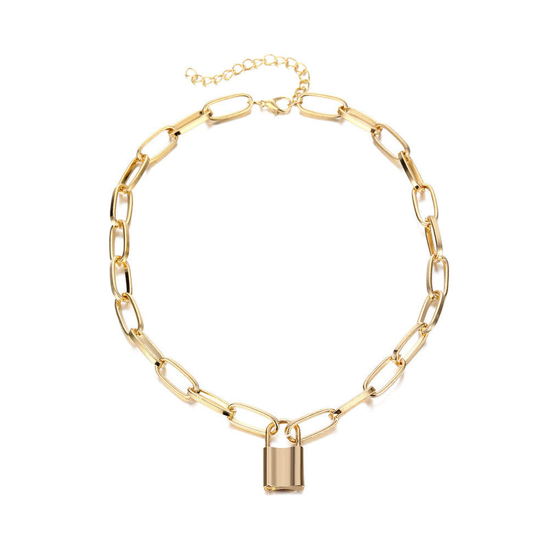 Punk Chain Necklaces Lock Charm
