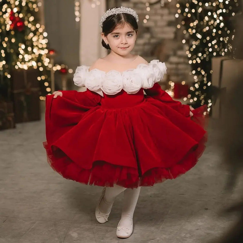 Christmas Princess Dress Children Autumn Long Sleeve Retro