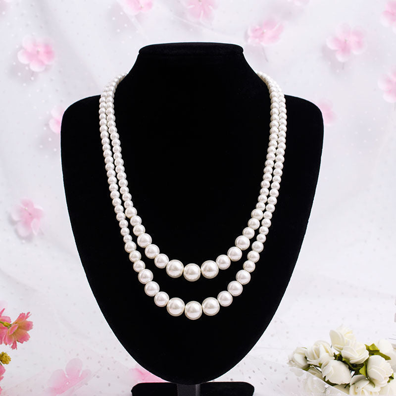 Multi-Layer Pearl Statement Bridal Choker Necklace for Wedding Party Jewelry