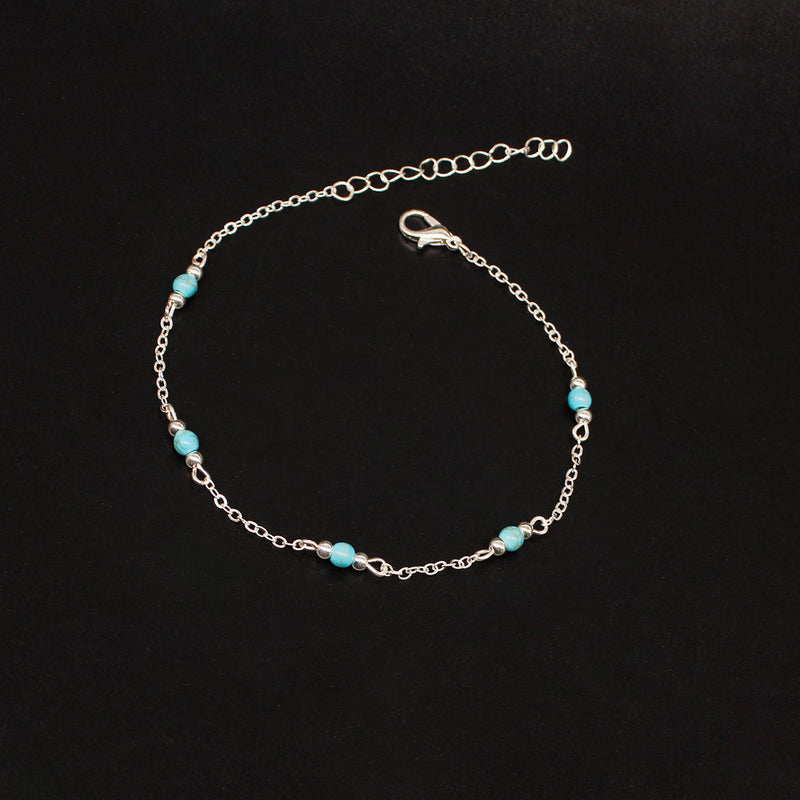 Turquoise Bead Chain Anklet Jewelry