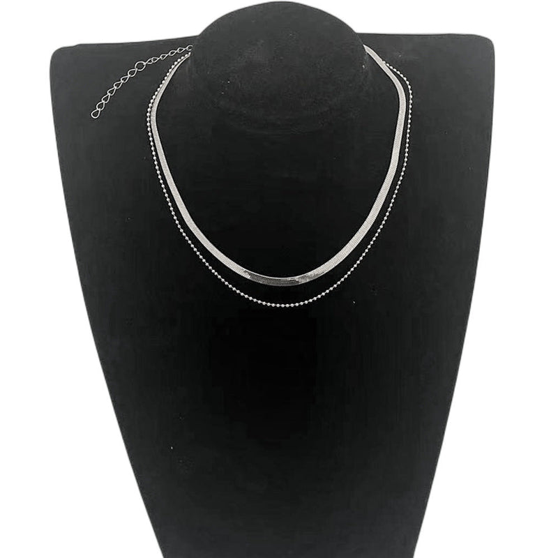 Double Layer Herringbone Snake Chain Necklace