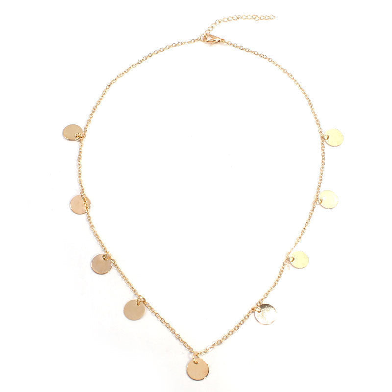 Multi Tiny Round Circle Disc Sequins Choker Charm Necklace