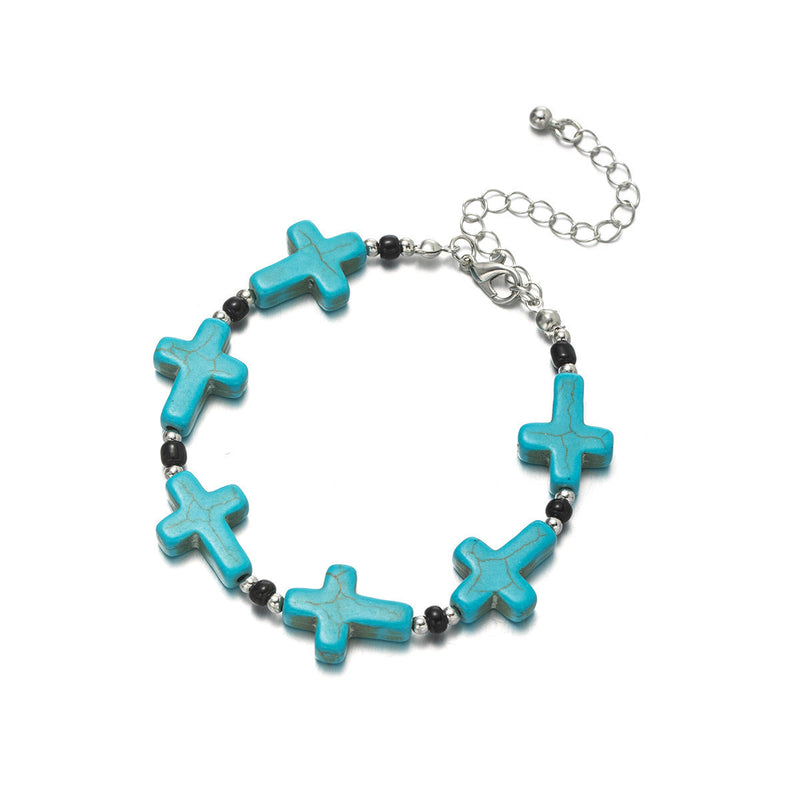 Turquoise Cross Stitching Bracelet