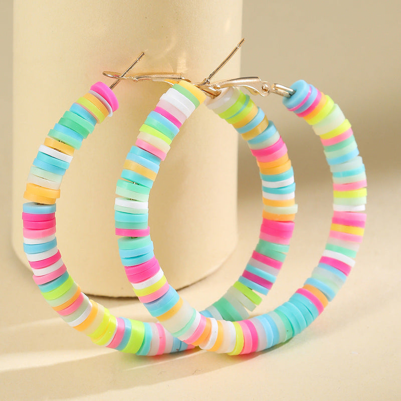 Bohemian Circle Hoop Polymer Clay Earrings