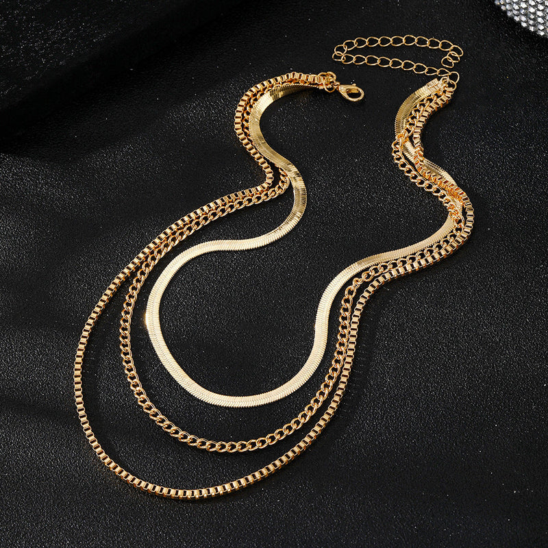 Three Link Chains Jewelry Necklace Snake Chain