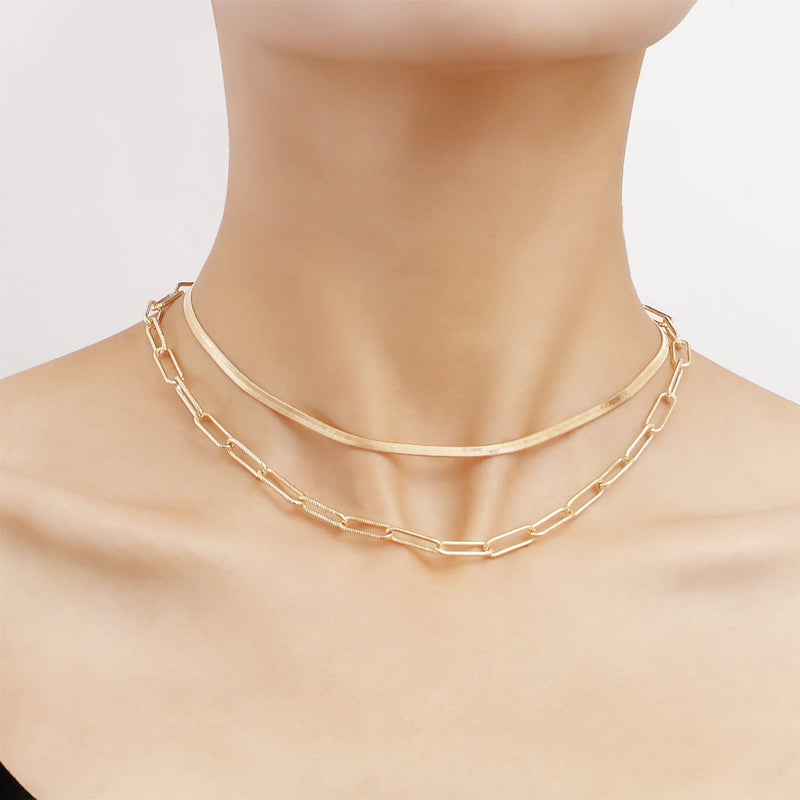 Multi Layer Snake Chain Clasp Necklace