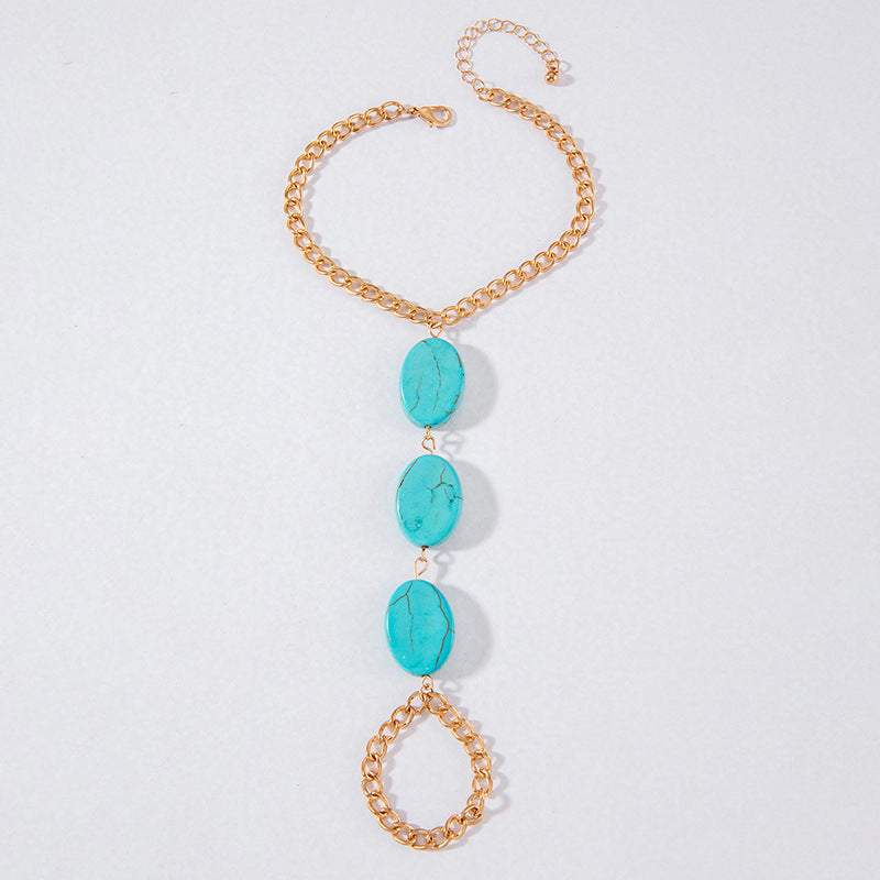 Summer Lady Beach Turquoise Chain Anklet Jewelry