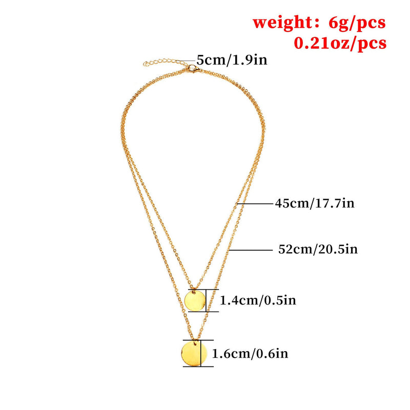 Double Layered Round Disc Pendant Necklace