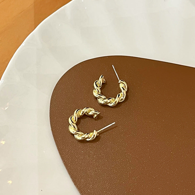 Twist Rope Round Big Hoop Earrings