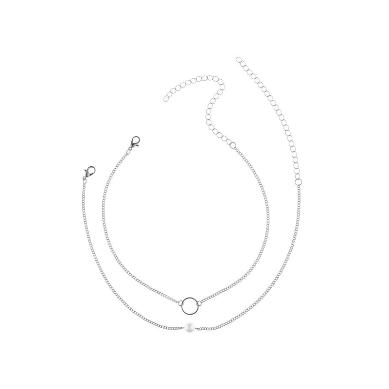 Modern Choker Necklace Two Layers Ring Chain