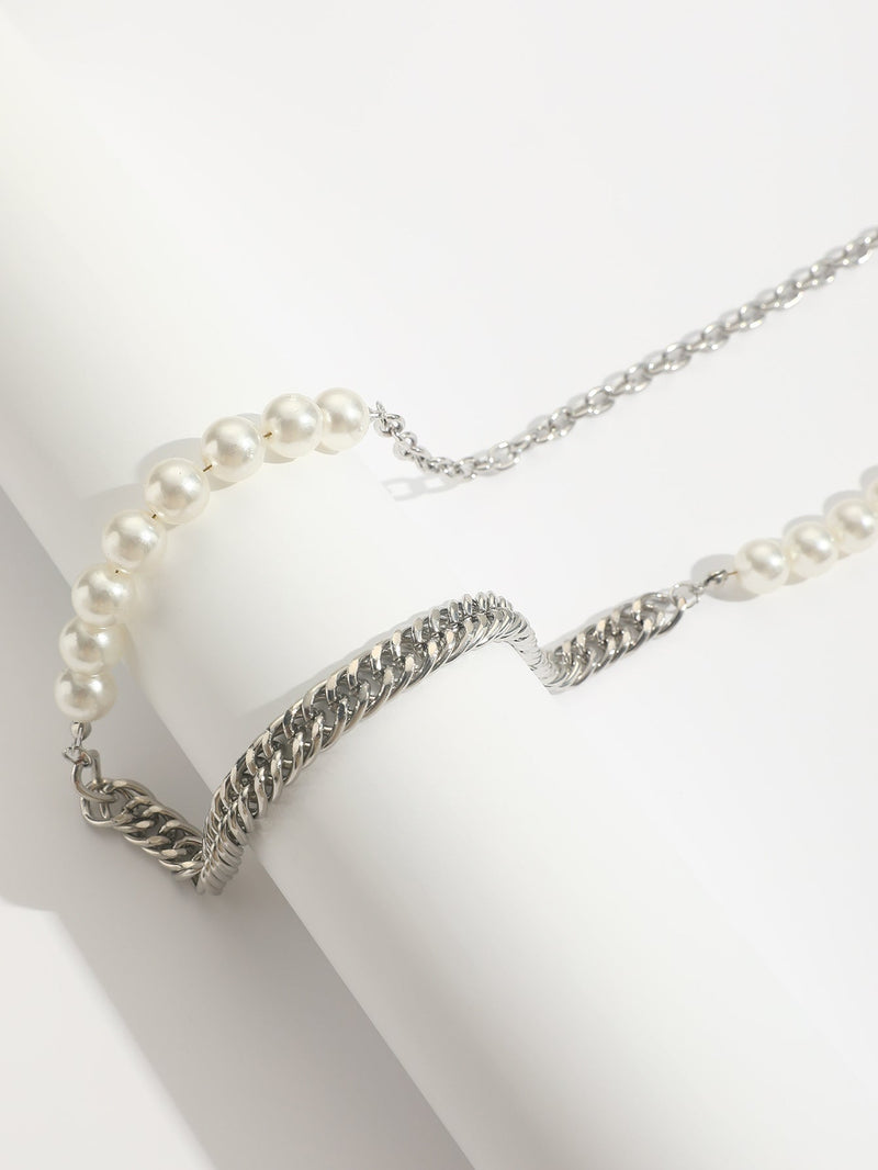 Fashion Pearl Necklace Chunky Cuban Chain