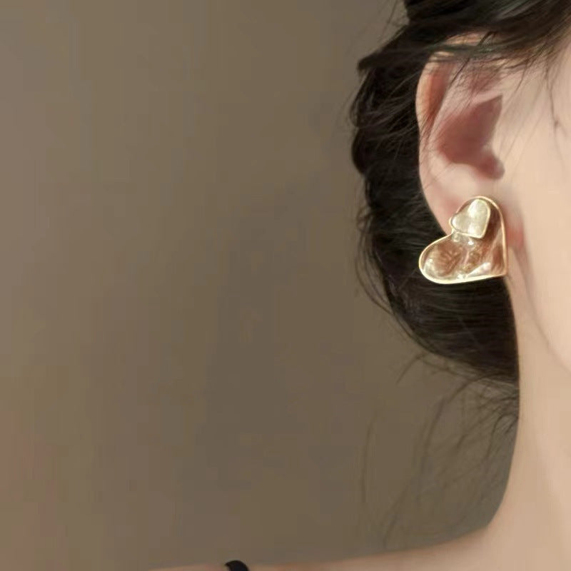 Sweet Enamel Blue Heart Earrings