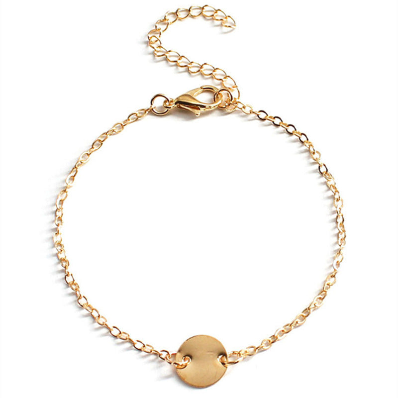 Round Disc Charm Link Chain Bracelet