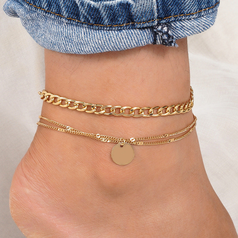 Summer Chic Metal Double-Layer Beach Ankle Chain
