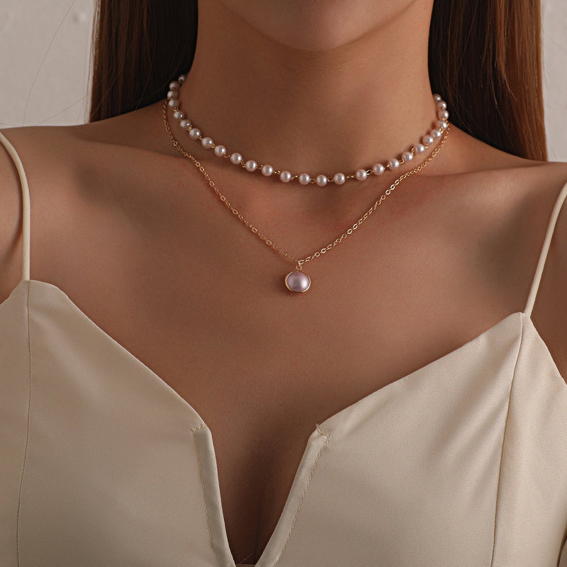 Chain Pearl Choker Necklace