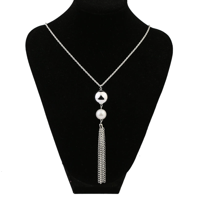 Long Pearl Tassel Pendant Necklaces for Women