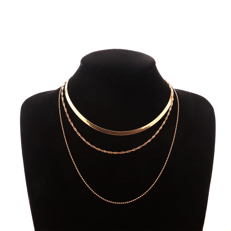Double Layer Herringbone Snake Chain Necklace