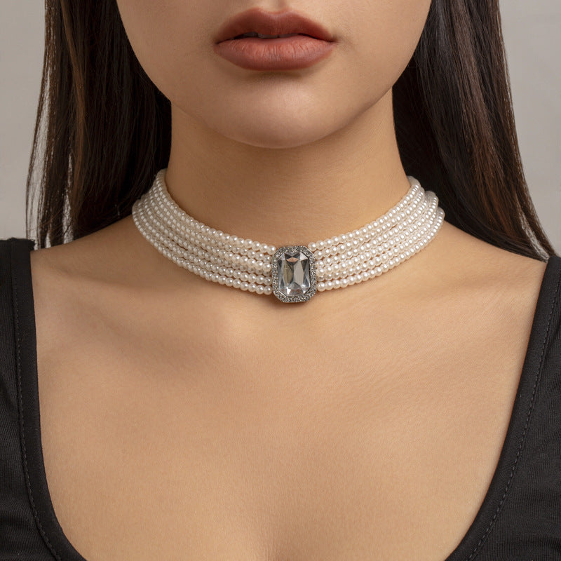 Elegant Multi Layered Layered Stone Necklace