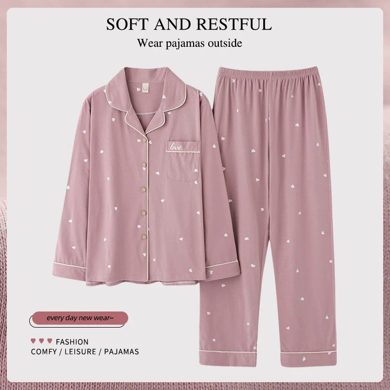 6XL Extra Large Size Women Pajamas Spring & Autumn Long Sleeve Pure Cotton 100.00kg