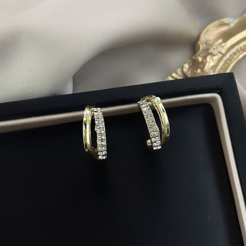 Double Hollow Rhinestone Earrings