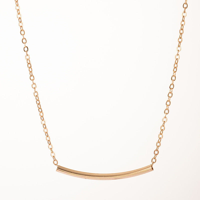 Long Curved Horizontal Tube bar Pendant Necklace