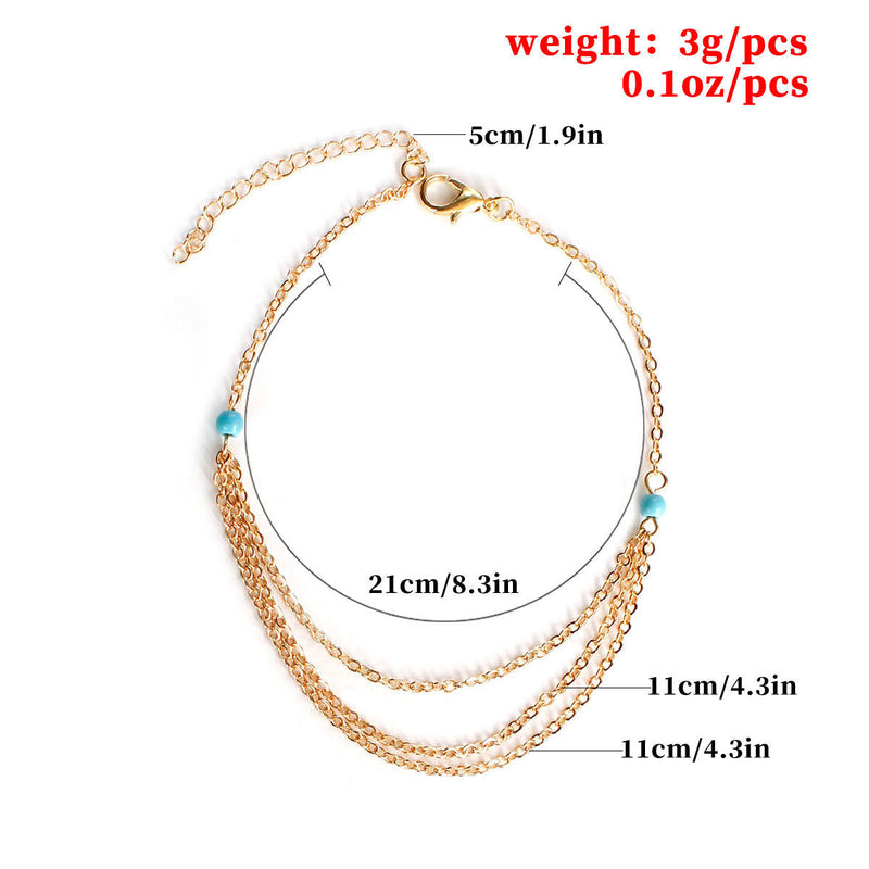 Layer Chain Charm turquoise Anklets Jewelry