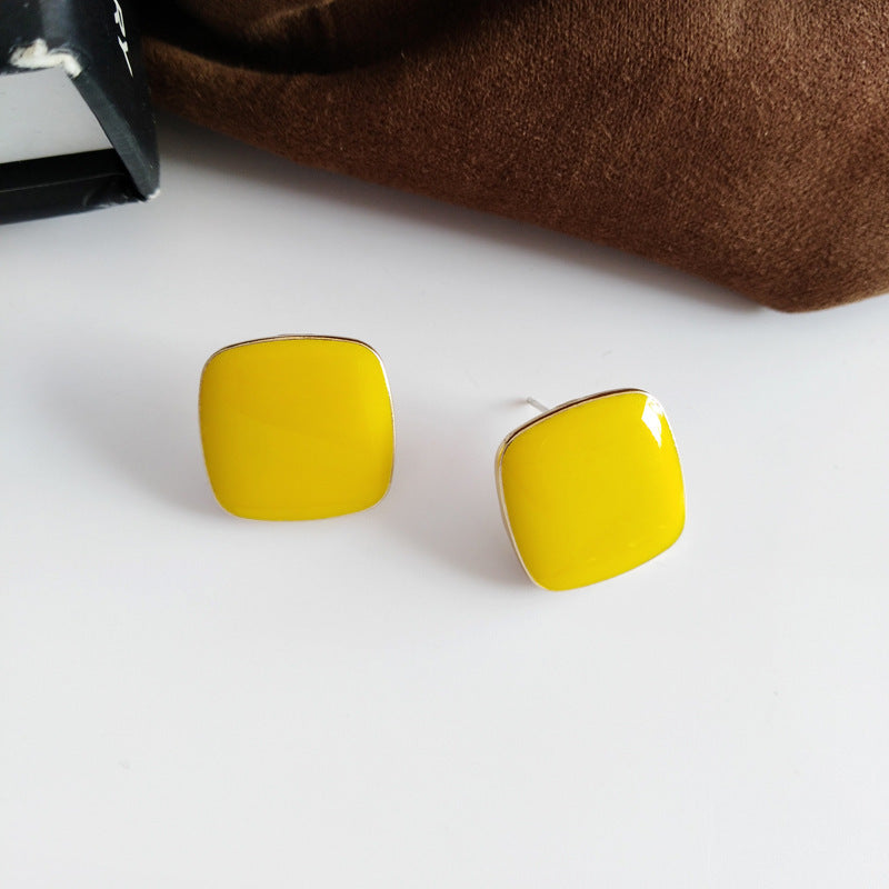 Geometric Enamel square Earrings