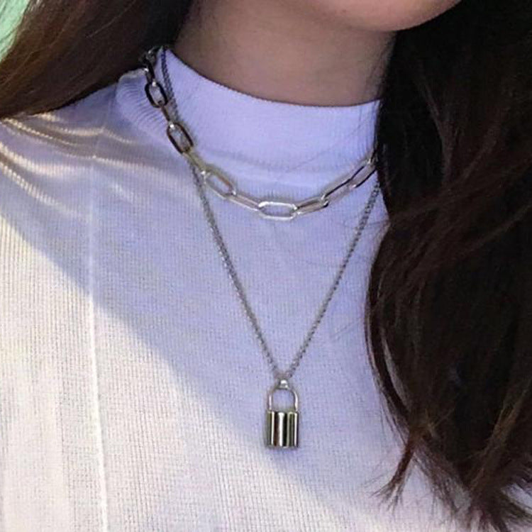Heart Choker Lock Pendant Necklace