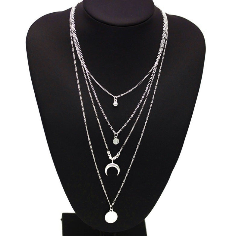 Multi-layer Necklace Moon Pendant