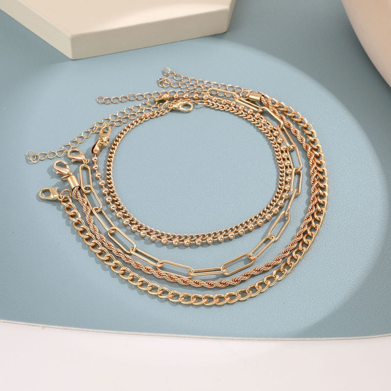 Summer Beach Multilayer Chain Anklets Jewelry