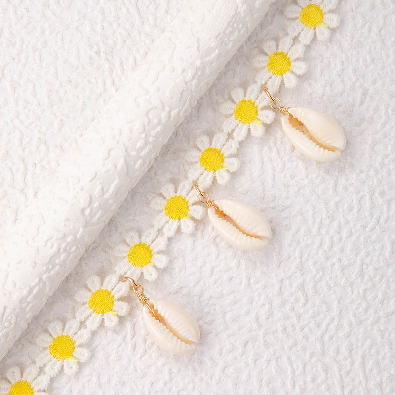 Sea White Puka Shell Choker Charm Necklace