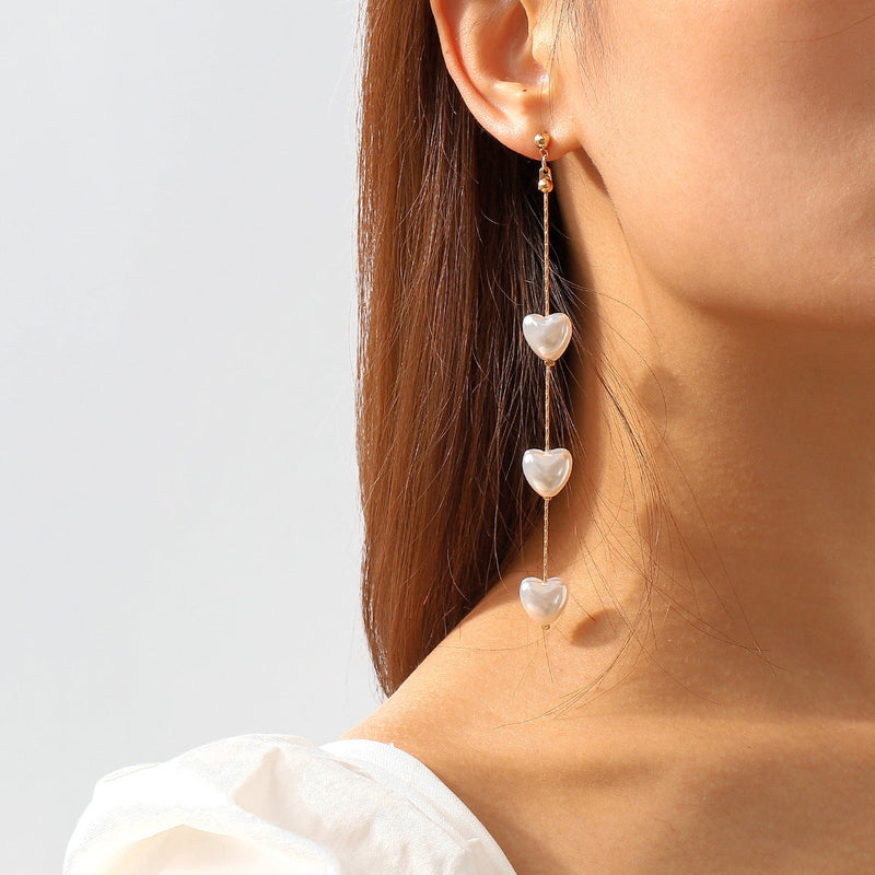 Heart Pearl Tassel Earring