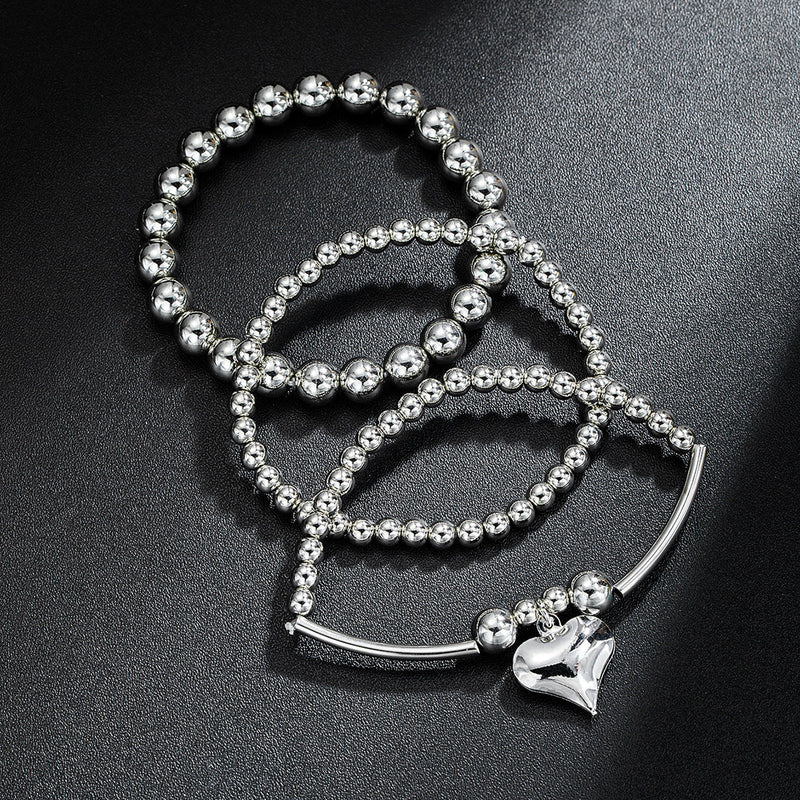 Fashion Peach Heart Pendant Beaded Bracelet