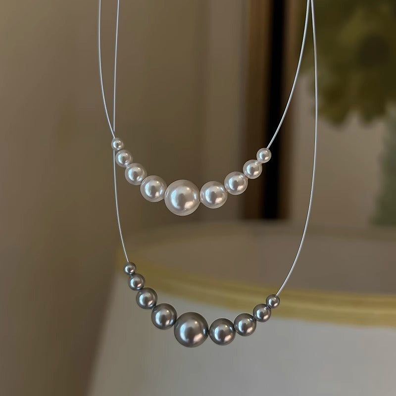 Pearl Pendant Steel Wire Chain Necklace